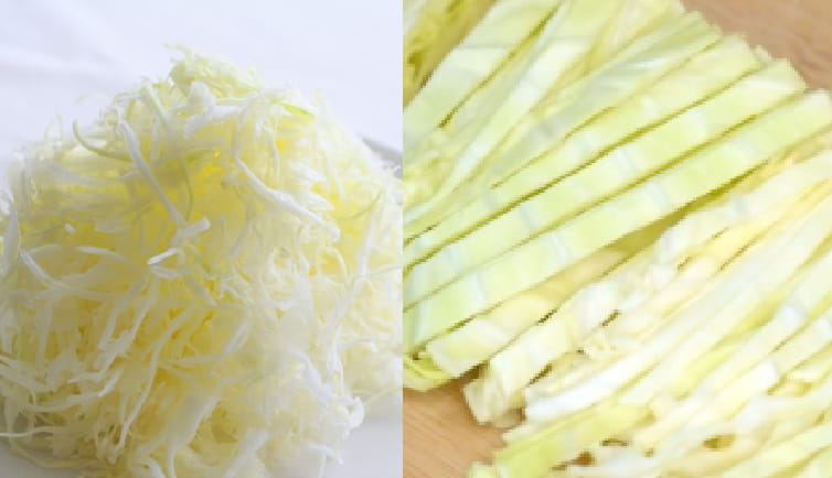 千切りと短冊切りのカット野菜